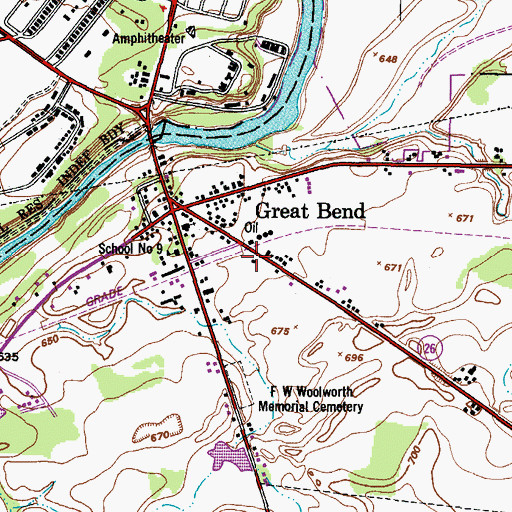 Topographic Map of Great Bend Volunteer Fire Department, NY