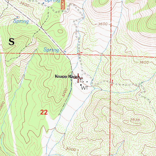Topographic Map of Kelly Ranch, CA