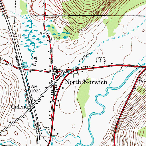 Topographic Map of North Norwich Fire Department, NY