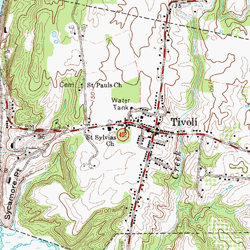 Topographic Map of Tivoli Fire Department, NY