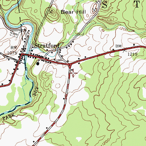 Topographic Map of Stratford Volunteer Fire Department, NY