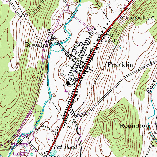 Topographic Map of Franklin Fire Department Fire House, NY
