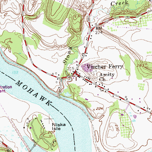 Topographic Map of Vischer Ferry Fire District Station 1, NY