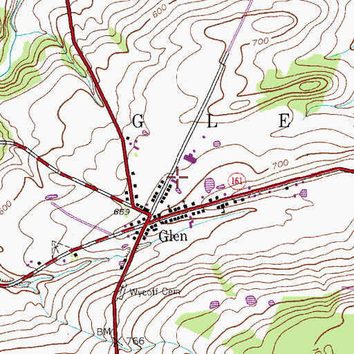 Topographic Map of Glen Volunteer Fire Department, NY