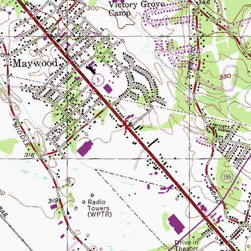 Topographic Map of Midway Fire Station, NY