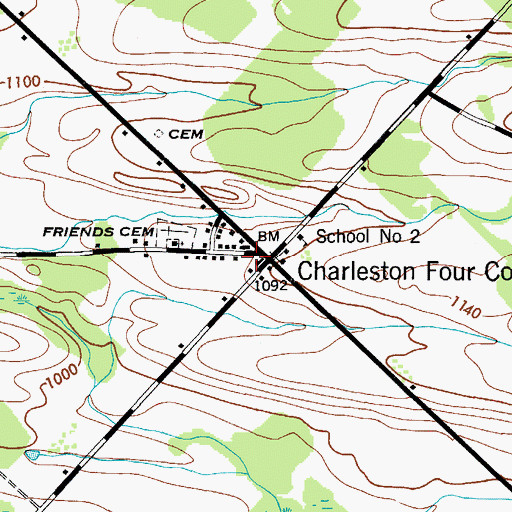 Topographic Map of Charleston Volunteer Fire Department, NY