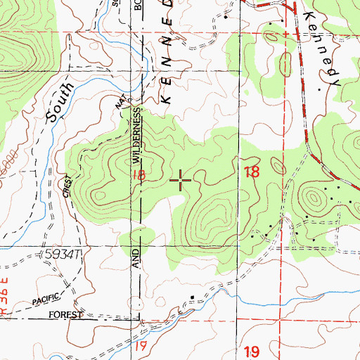 Topographic Map of Kennedy Meadows, CA