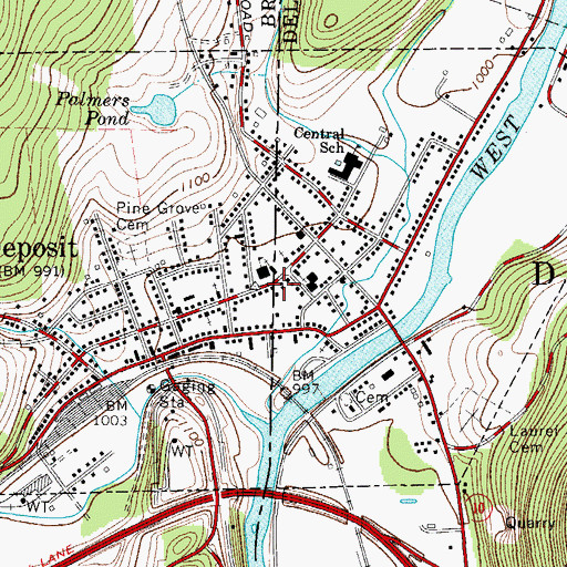 Topographic Map of Deposit Fire and Rescue, NY