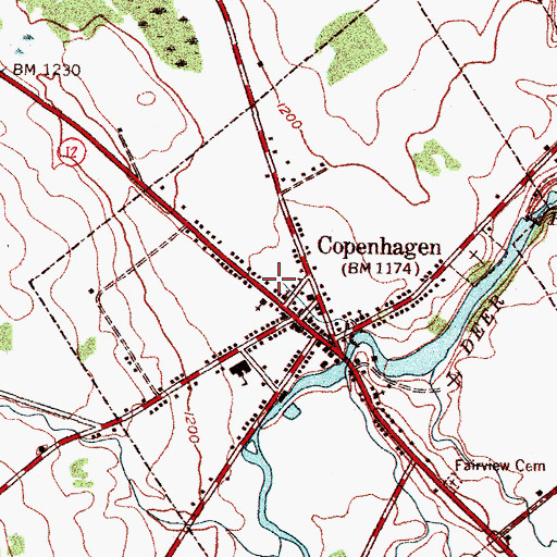 Topographic Map of Copenhagen Volunteer Fire Department, NY