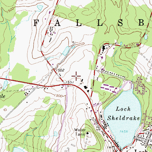 Topographic Map of Loch Sheldrake Fire Company, NY