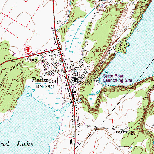 Topographic Map of Redwood Volunteer Fire Department, NY