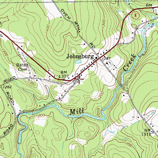 Topographic Map of Johnsburg Volunteer Fire Department, NY