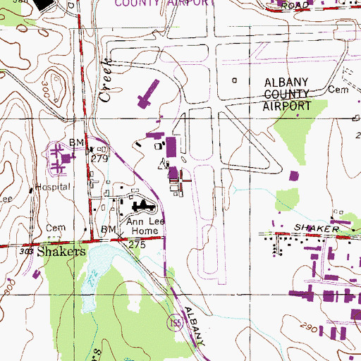 Topographic Map of Albany International Airport Fire Department, NY