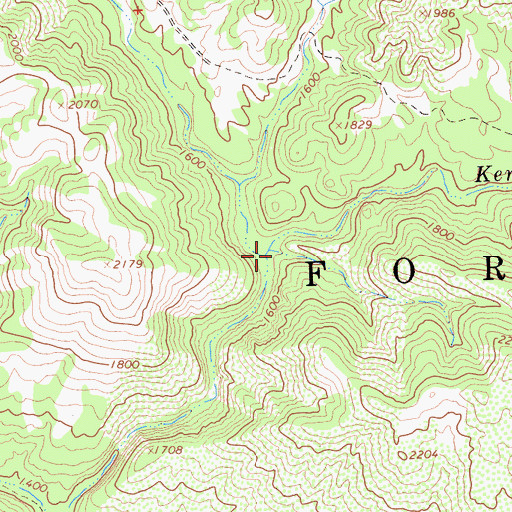 Topographic Map of Kennel Creek, CA