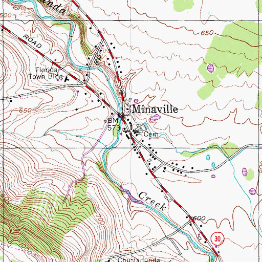 Topographic Map of Florida Volunteer Fire Department, NY