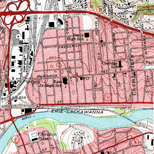 Topographic Map of Binghamton Fire Department Station 4, NY