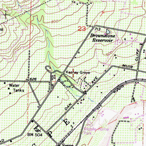 Topographic Map of Kenney Grove, CA