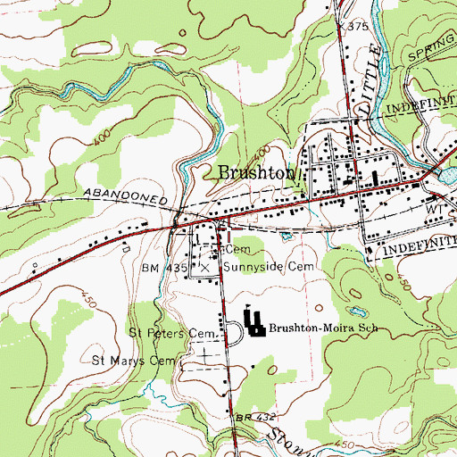 Topographic Map of Brushton Volunteer Fire Department, NY