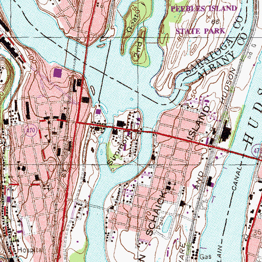 Topographic Map of Cohoes Fire Department Island Station, NY