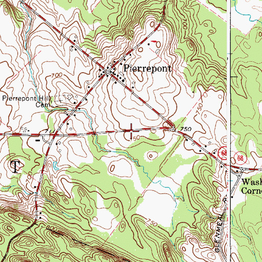 Topographic Map of Pierrepoint Volunteer Fire Company, NY