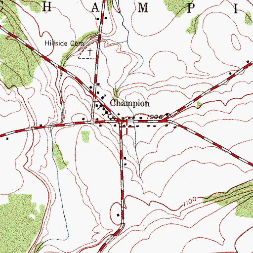 Topographic Map of Champion Volunteer Fire Company, NY