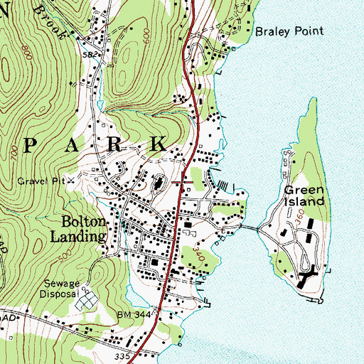 Topographic Map of Bolton Landing Volunteer Fire Company, NY