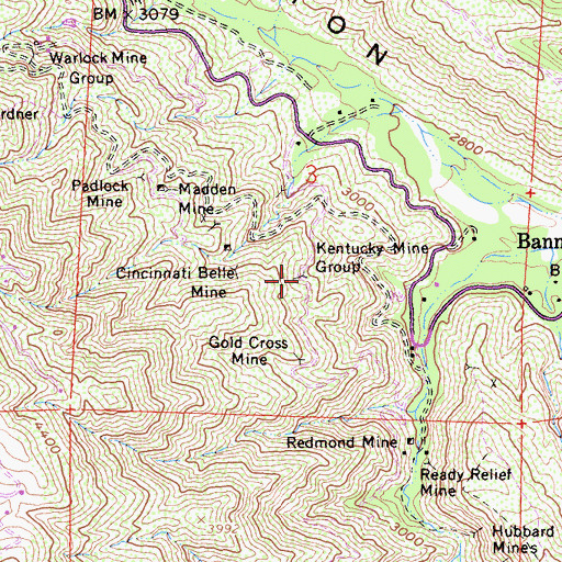 Topographic Map of Kentucky Mine Group, CA