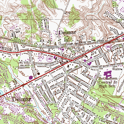 Topographic Map of Delmar Fire District, NY