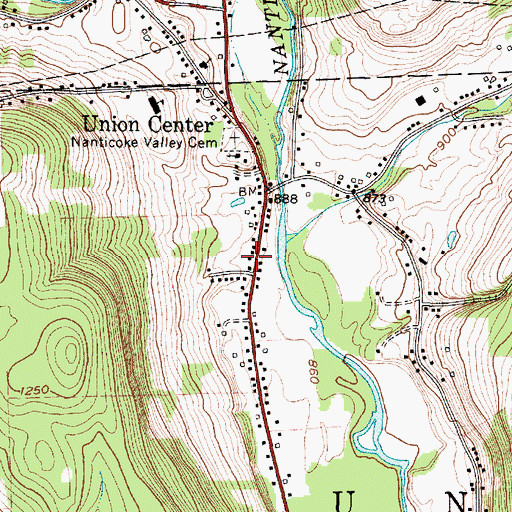 Topographic Map of Union Center Fire Company Station 1, NY
