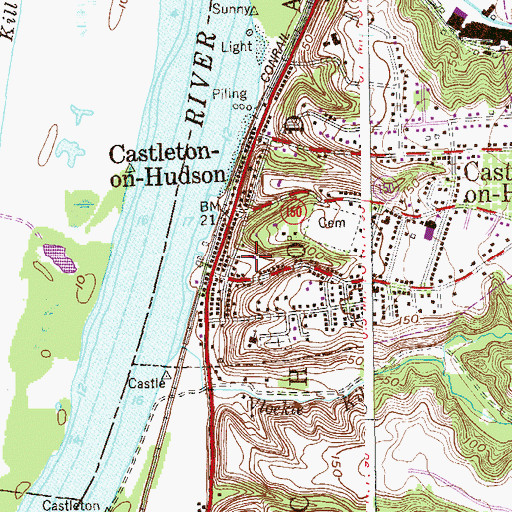 Topographic Map of Castleton Fire Department, NY