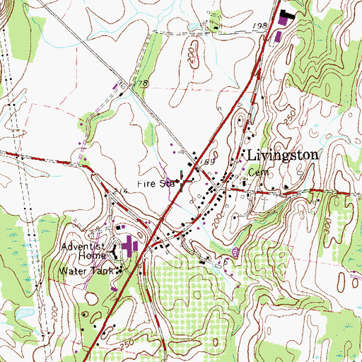 Topographic Map of Livingston Fire Department Pumper Company 1, NY