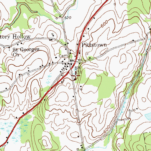 Topographic Map of Pittstown Volunteer Fire Department, NY