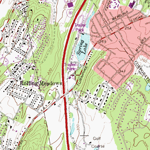Topographic Map of Spring Lake Volunteer Fire Department Ulster Fire District 1, NY