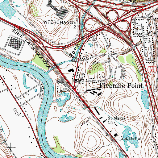 Topographic Map of Five Mile Point Fire Company, NY