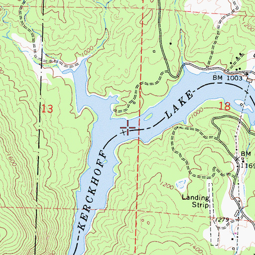 Topographic Map of Kerckhoff Lake, CA