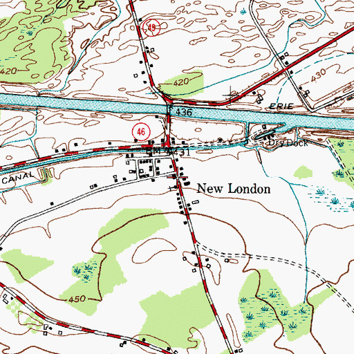 Topographic Map of New London Volunteer Fire Department, NY