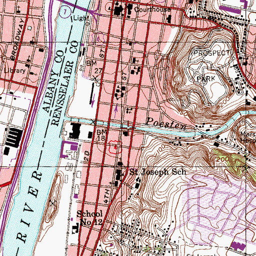 Topographic Map of Troy Fire Department Canal Avenue Station, NY