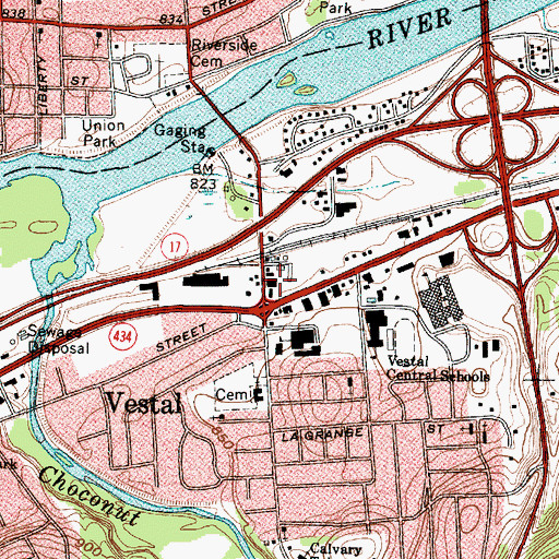 Topographic Map of Vestal Volunteer Fire Department Station 1, NY