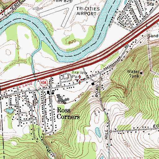 Topographic Map of Vestal Volunteer Fire Department Station 3, NY