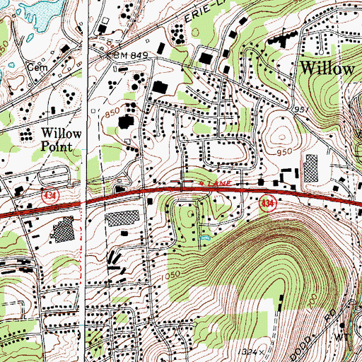 Topographic Map of Vestal Volunteer Fire Department Station 4, NY