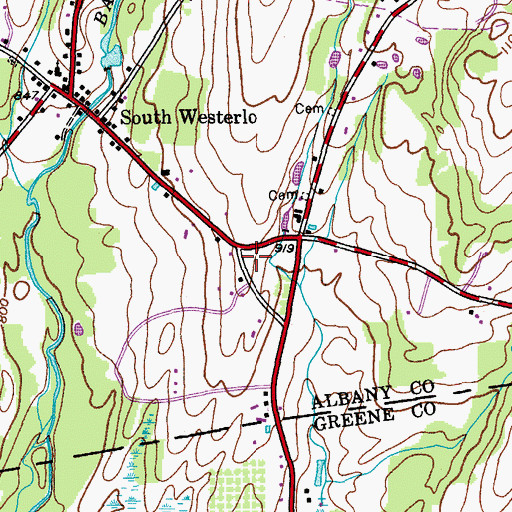 Topographic Map of Westerlo Volunteer Fire Company Station 2, NY
