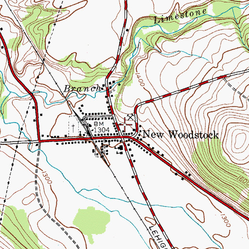 Topographic Map of New Woodstock Volunteer Fire and Rescue, NY