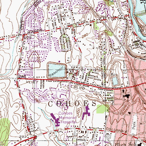 Topographic Map of Cohoes Fire Department Hill Station, NY