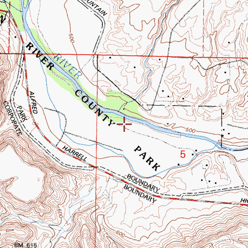 Topographic Map of Kern River County Park, CA