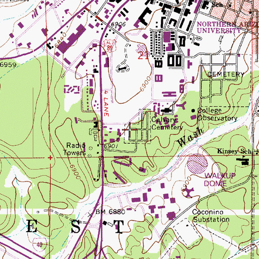 Topographic Map of Calvary Cemetery, AZ