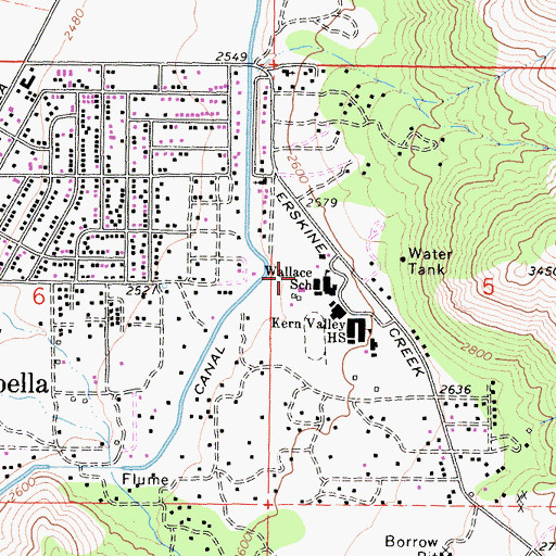 Topographic Map of Kern Valley High School, CA