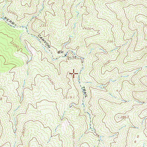 Topographic Map of Kerry Canyon Trail, CA