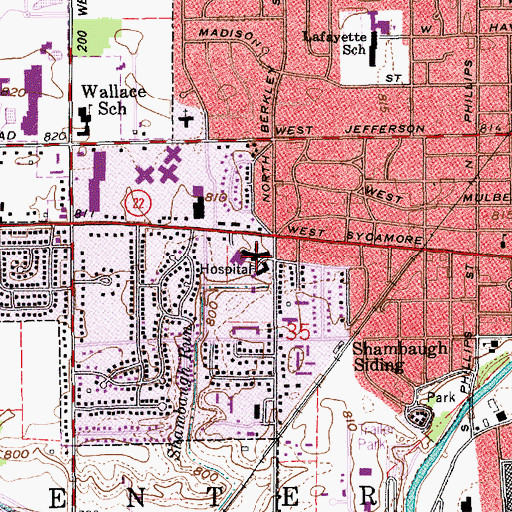 Topographic Map of Saint Elizabeth Ann Seton Hospital Kokomo, IN