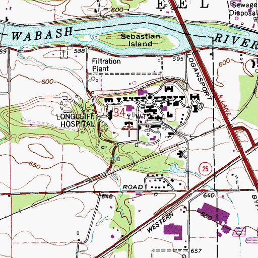 Topographic Map of Logansport State Hospital, IN