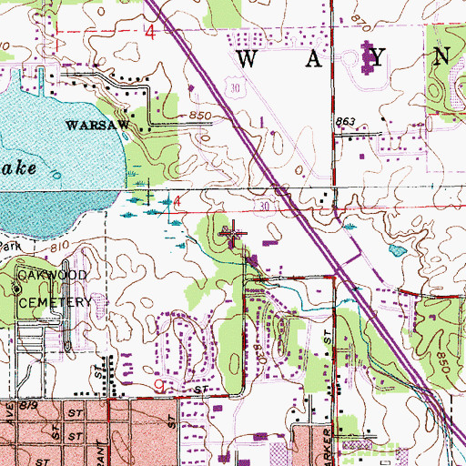Topographic Map of Bowen Center, IN